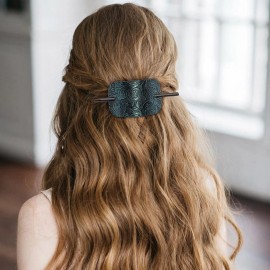 Noverlife 6PCS Leather Hair Barrettes with Stick, Square Shape Hair Accessories Set