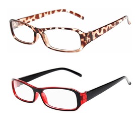 FancyG Vintage Inspired Retro Classic Style Rectangle Shape Glasses Frame Clear Lens Eyewear 2 Pieces Color Set20