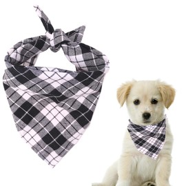 Dog Neckerchief, Cotton Plaid Pet Bandana, Washable Pet Bandana, Triangle Bib, Puppy Neckerchief, Dog Triangular Scarf, Adjustable, for Small, Medium, Large Dogs, Cats Pets