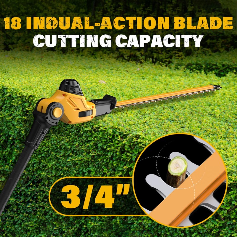 ZEGJAW 2-in-1 8'' Pole Saw & 18'' Pole Hedge Trimmer
