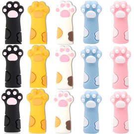 MAEXUS Pencil Cap, Pencil Holder, Set of 15, Cat Paw Pencil Extender, Cute Pencils, 5 Colors Included, Collision Prevention, Injury Reduction, Safety Measures, Anti-Static