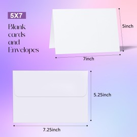 Packpal Blank Cards and Envelopes 5X7, 50Pack Self Seal White Fold Cardstock with Envelope for Wedding Invitation, DIY Note Cards, Homemade Cards, Thank You Greeting Card