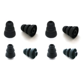 8 Pcs Black Triple Flange Replacement Eartips Earbuds for Monster Beats Dr. Dre Tour, urBeats, Powerbeats and LG Tone (Mix)