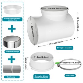 Dryer Vent Connector Kit, 90 Degree Clothes Dryer Vent Elbow, Easy to Clean Quick Connector Fits 4 Inch Dryer Vent Hose Duct Adapter for Tight Spaces