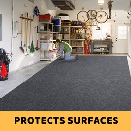 SAVUK Garage Floor Mat Pad Carpet Oill Spill Mat Under Car Motorcycle Backing Layer TPR Protects Shop Floor from Spills Drips Splashes Stains Waterproof Durable Reusable Washable (74" X 72")