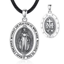 EUDORA Harmony Ball Sterling Silver Virgin Mary Necklace Miraculous Medal Necklaces for Women,Our Lady of Guadalupe Pendant Vintage Religious Virgencita Jewelry Gift for Mom Wife, 24inch