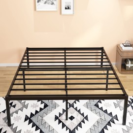 Weehom Full Size Bed Frame 16 Inch Metal Platform Bed Frames No Box Spring Needed, Mattress Foundation, Heavy Duty Steel Slat Support, Large Underbed Storage Space, Easy Assembly, Black