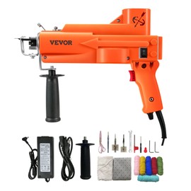 VEVOR Rug Tufting Gun with Tufting Cloth, 2 in 1 Cut & Loop Pile Electric Carpet Weaving Flocking 5-50 Stitches/sec High Speed Making Tools Rug Machines Starter Kit, 4-25 mm Adjustable Height, Orange