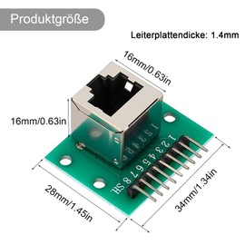 GERUI 7pcs RJ45 Connector Breakout Board 8-Pin Headers Network Port Horizontal Adapter Test Board with PCB Board (Vertical Female)