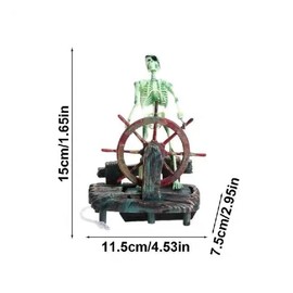 Skeleton Pirate Captain Aquarium Decoration, Skeleton Seaman Landscape Fish Tank Decor, Undersea Air-Driven Aquatic Ornament for Home Fishing Tank