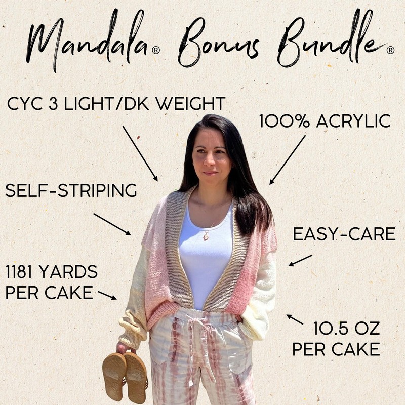 Lion Brand Yarn Mandala Bonus Bundle Yarn, Yarn for Knitting,