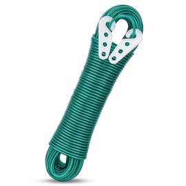 NUTTDOO Washing Line Rope,30m Strong Steel Core Laundry Clothese Lines,Plastic PVC Cover Garden Clotheslines for Outdoor, Indoor, Garden, Dryer (Green)