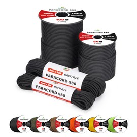 BROTREE Paracord 550 4mm 50M 100% Nylon Rope 7 Strands Type III Parachute Cord for Survival, Outdoor and DIY - 250kg Breaking Load (Black)