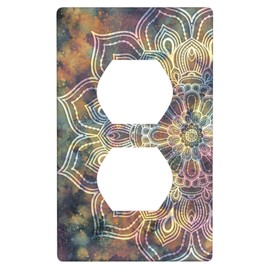 Duplex Receptacle Outlet Covers,Vintage Abstract Mandala Flower 1-Gang Single Duplex Wall Plate Standard Size, Decorative Switchplate Covers Electrical Faceplate, Polycarbonate Thermoplastic
