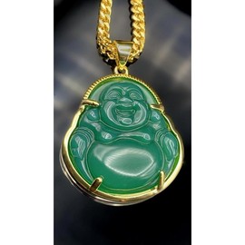 Buddha Jade Crystal Chain - Color: Green, Size: 24", Chain Type: Franco Chain