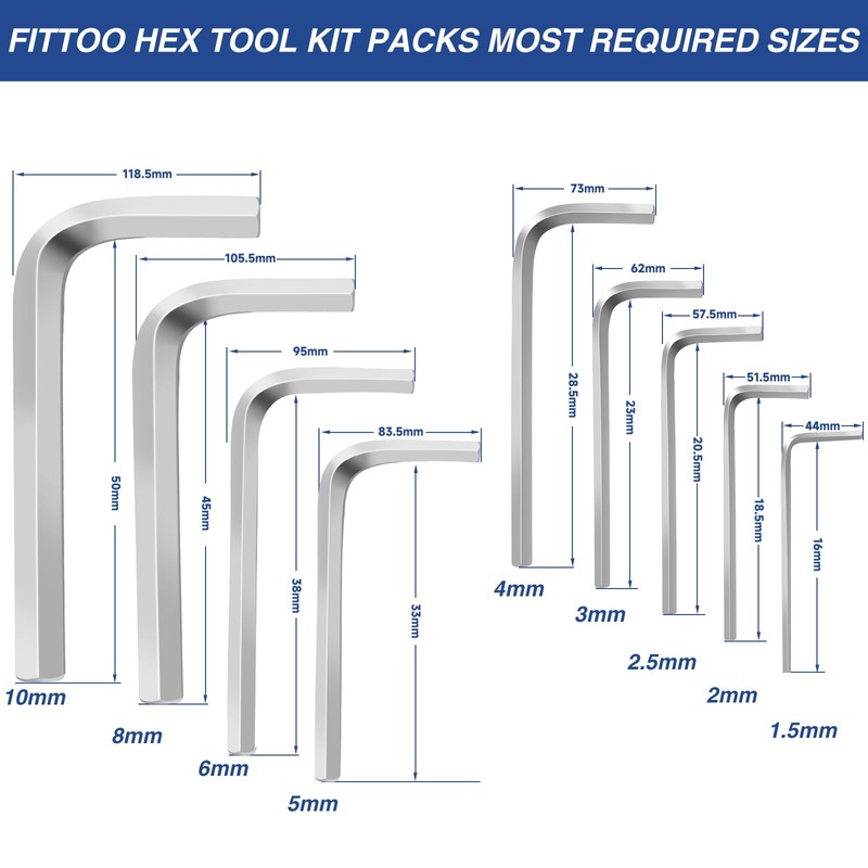 FITTOO Hex Key Set, Allen Wrench Kit 1.5mm, 2mm, 2.5mm,