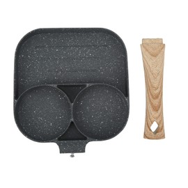 Fdit Fried Egg Pan, Egg Frying Pan with Lid Nonstick 3 Section Divided Grill Pancake Pan Aluminium Alloy Cooker for Breakfast Home Kitchen
