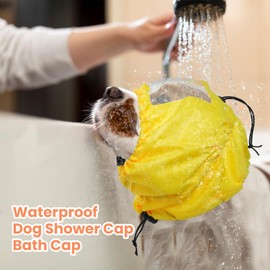 Nanaki Adjustable Shower Caps for Dogs Ears Dog Ear Covers for Bath, Shower Cap Reusable Waterproof Ear Covers for Dogs, Dog Ear Protection for Bath Dog Bath Ear Protection Bathing Grooming Swimming