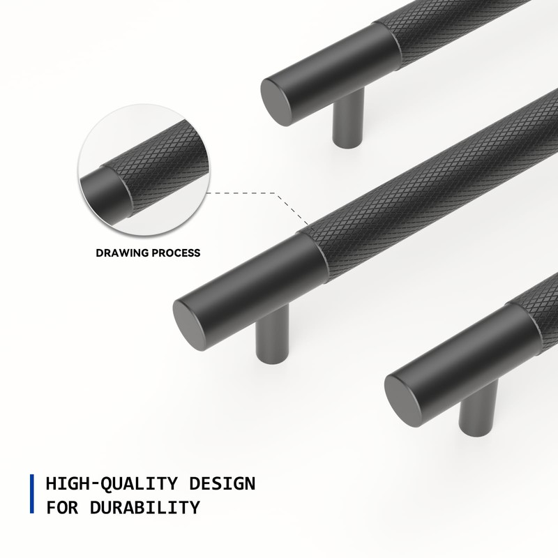 LONTAN 10 Pack Black Cabinet Handles 128mm Black Cupboard Handles