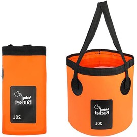 Foldable Bucket, Portable Camping Bucket with Handle, Ultralight Outdoor Wash Basin Fishing Bucket, Collapsible Bucket for Fishing, Camping, Car Washing, Hiking and More, Orange, 12L