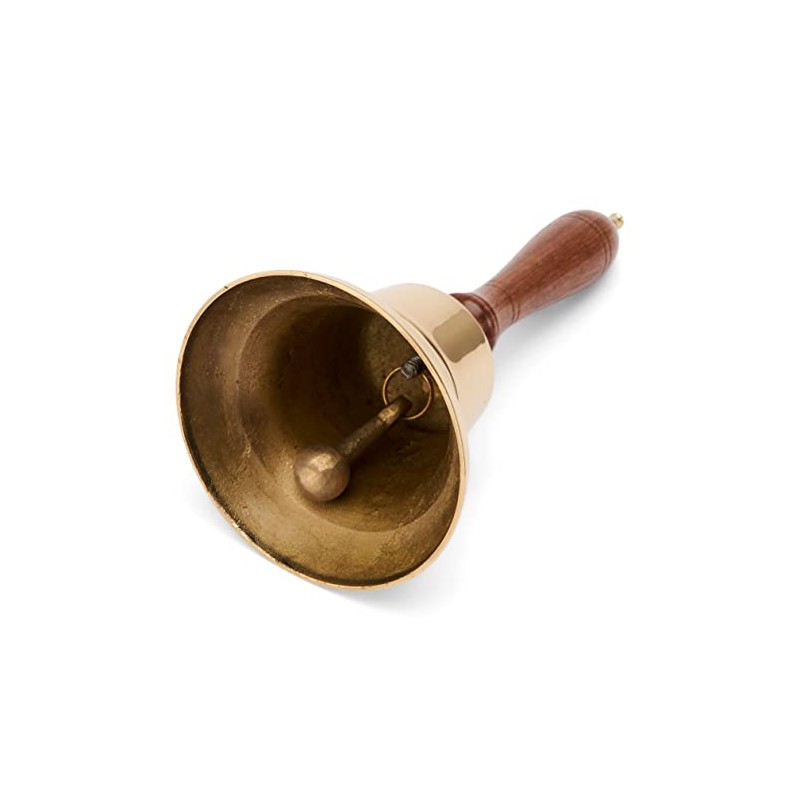 NKlaus Maritime Table Bell Brass with Wooden Handle 22 cm