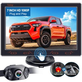 7" 1080P Waterproof Backup Camera with Touchscreen Real-Time View Easy Setup for Cars & VehiclesView Angle: 150°, Color: Black, Resolution: 1920*1080