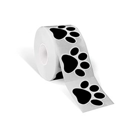 Dog Paw Print Stickers,1.5" 600 pcs Per Roll Stickers with Perforated Line,Animal Stickers Labels for Classroom Kids, Parties, Vets, Kennels, and Mailing Seal (Black) STARLIBOO Stickers
