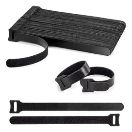 50PCS Reusable Cable Straps Wire Ties,Adjustable 6-Inch Cord Organizer Ties with Hook and Loop for Home, Office and Data Centers(Black)