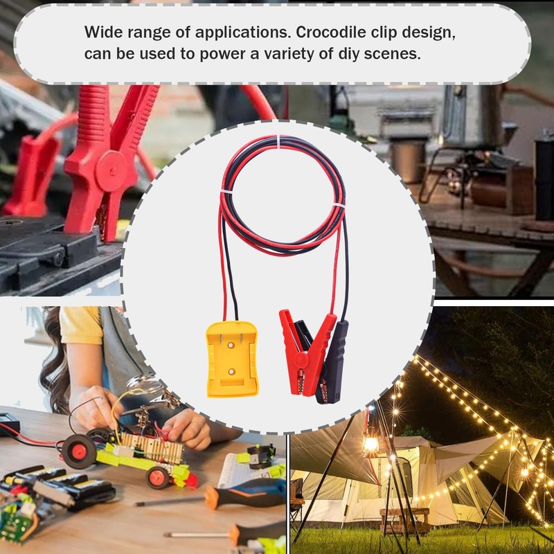 Jumper Adapter with Crocodile Clip Compatible with DEWALT 20V Batteries