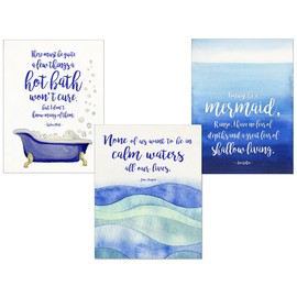 Jane Austen, Sylvia Plath and Anaïs Nin Literary Quote Set. Watercolor Fine Art Prints For Bath, Classroom, Library, Home or Dorm. Literary Housewarming Gift. Plain Paper, Laminated, or Framed.