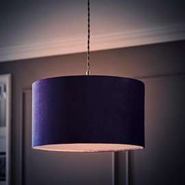 MiniSun | Medium Modern Navy Blue Velvet Drum Light Shade | Lamp Shades, Home Décor & Improvement Essential