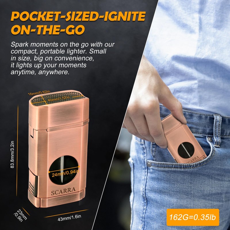 SCARRA Cigar Torch Lighter, Multi-Function 3-in-1 Cigars Lighter Gift for