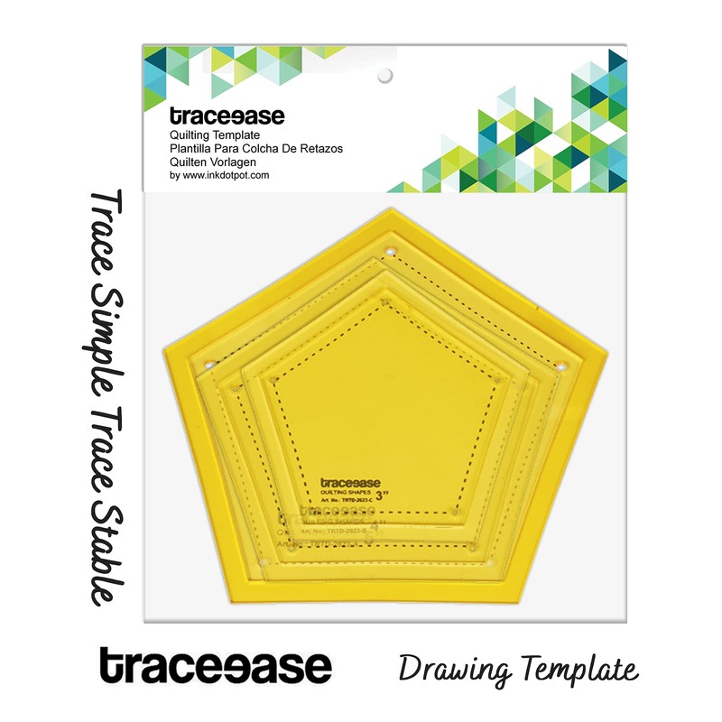 Traceease Pentagon Quilting Template Stencils Set of 3, 3"/4"/5" inches