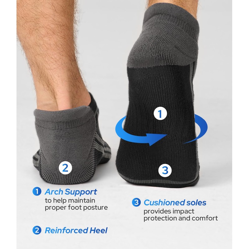 BAMBOO COOL Mens Ankle Socks Bamboo Viscose Athletic Moisture-Wicking Low