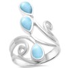 CloseoutWarehouse Pear Shape Natural Larimar Wrap Around Spiral Ring Sterling