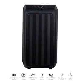 IQ Sound IQ-8265BT 2 x 6.5-Inch Portable Bluetooth Backpack Speaker with LED Light Panel, TWS, FM Radio, Mic Input, USB/Micro SD/AUX Input, Remote Control, Rechargeable Battery - Perfect for any event