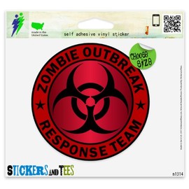 Zombie Outbreak Response Team Red Bloody Vinyl Car Bumper Window Sticker 2" x 2"