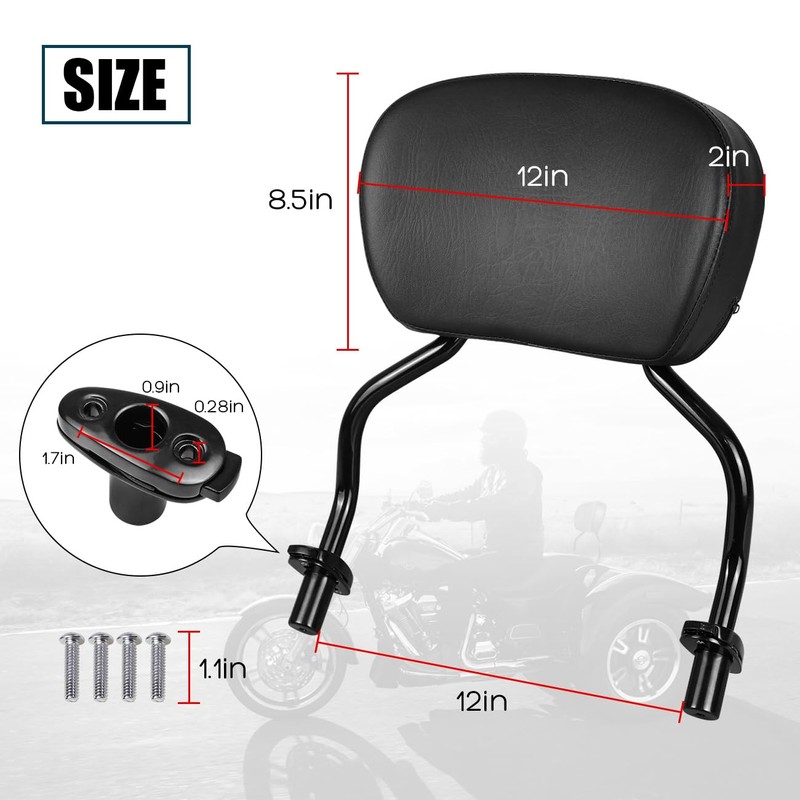 DSISIMO Motorcycle Passenger Backrest Sissy Bar Compatible with for Harley