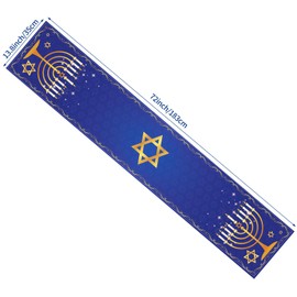 14 x 72 Inch Hanukkah Table Runner, Star of David Jewish Chanukah Tablecloth for Hanukkah Holiday Party Home Kitchen Dining Indoor Outdoor Decorations