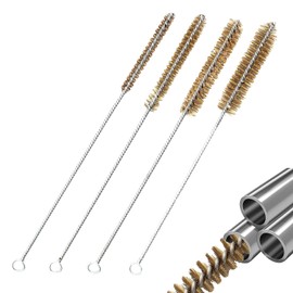 4 Piece Wire Brush, Drill Hole Brush Set, 8 mm/10 mm/12 mm/15 mm Brass Brush Set, Brass Stainless Steel Wire Brush, Used for Pipe Cleaning Slags, Efficient Drill Hole Cleaning