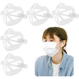 Expand Cup for Mask, 5 Pieces DMaos Mask Bracket, Lipstick Protection 3D Frame Stand, Increase Breathing Space, Help Breathe Smooth - White