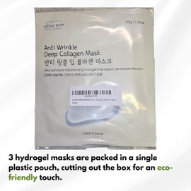 OHMYPURE AntiWrinkle Deep Collagen Hydrogel Korean Face Mask 3 EA, Ultimate Hydration, Glowing Skin, Made in Korea