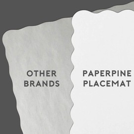 Rectangle Disposable Paper Placemat (100 Pack) - 10 x 14 Inches White Eco-Friendly Heavy Weight 60 Pound Paper Place Mat Wavy Scalloped Edge