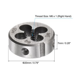 sourcing map Round Threading Dies, Metric M6 x 1 Thread (Right Hand), High Speed Steel (HSS) Screw Cutting Die Repair Tool
