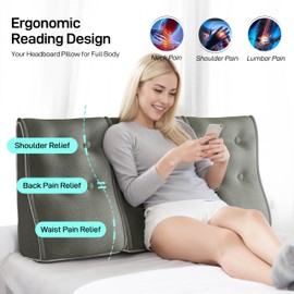 Rucener Sectional Headboard Pillow, Zipper Design Combinable Ergonomic Reading Pillow for Sitting in Bed, DIY Linen Cover Foam Inserts Back Pillow for Bed Sitting Up, Adult Bedroom Decor Aesthetic