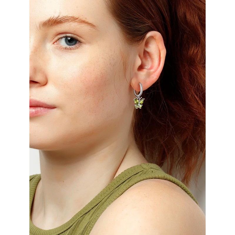 Silvercute Dangly Earrings Womens Peridot August Birthstone Butterfly Dangle Earrings