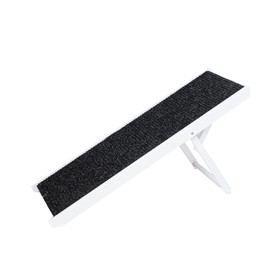 MEWANG 23.2" Tall Adjustable Pet Ramp for All Dog & Cat - Wooden Folding Portable Ramp Perfect for Bed and Car - Non Slip Carpet Surface 4 Levels Height Adjustable Ramp Up to 120 Pounds