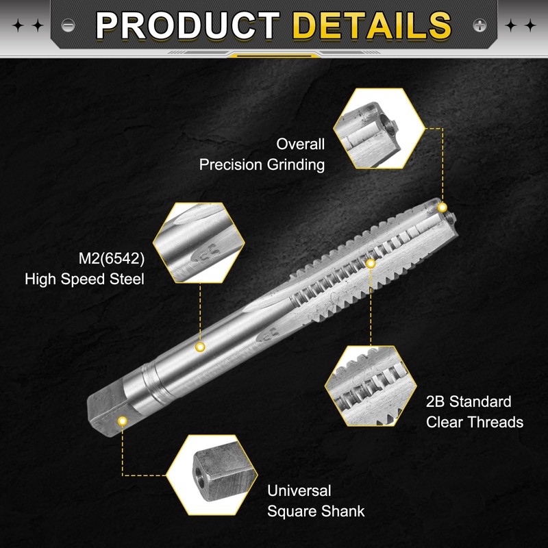 sourcing map Hand Taper Tap 7/16-14 BSW 2B Thread Taper