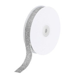 sourcing map Metallic Glitter Velvet Ribbon 13/16 Inch x 10 Yard Single Face Sparkle Ribbon for Christmas DIY Crafts Gift Wrap Bow Decoration Silver