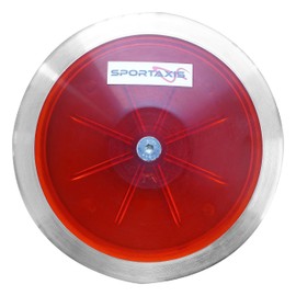 SPORTAXIS Transparent Discus Throw - 1 KG, 83% Rim Weight, Steel Rim - Ideal for Beginners & Intermediates in Track & Field - Enhance Your Discus Throwing Skills – Performance Enhancer - Red